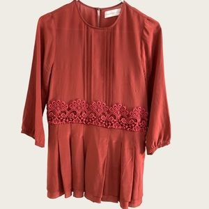 4 love and liberty(Johnny Was) dark rest, silk tunic, top size small